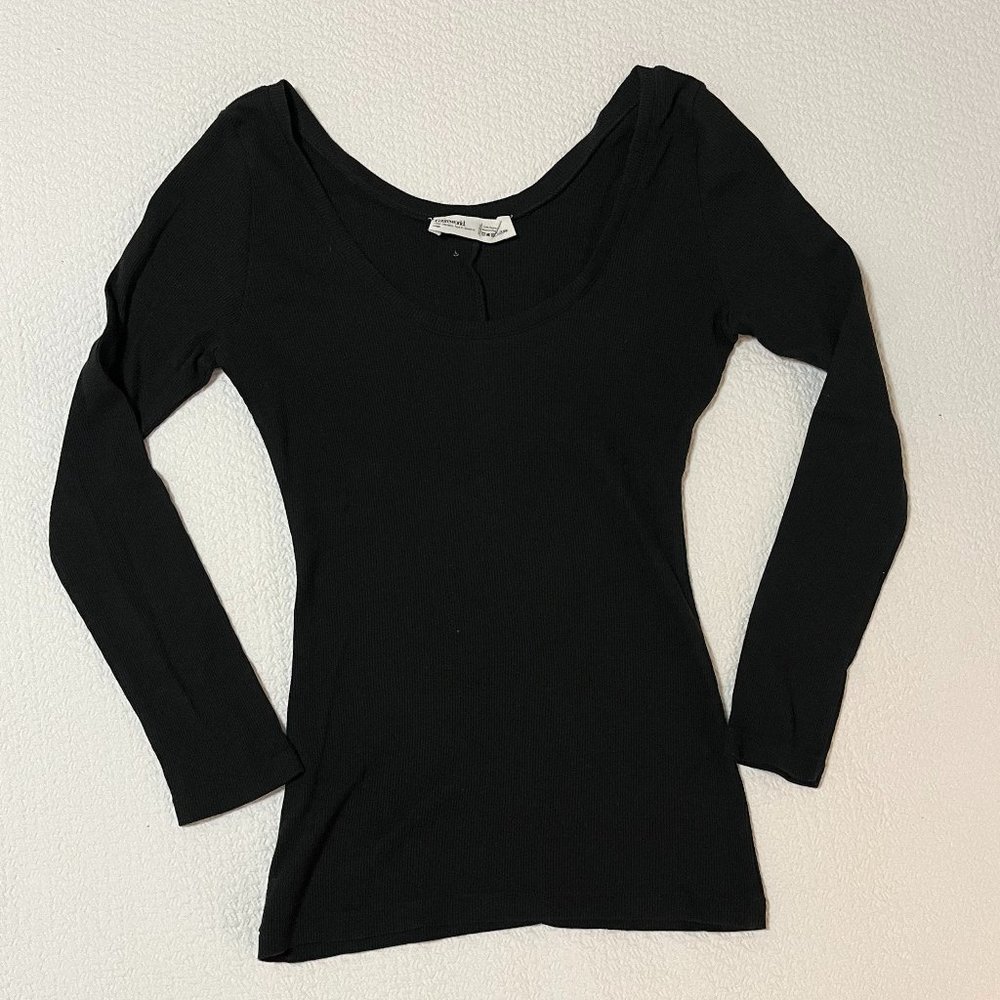 Black Entireworld Long Sleeve Ribbed Shirt, Type C Version 6, L